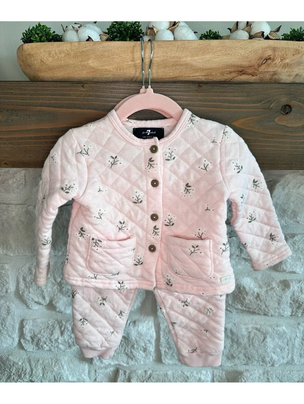 7 For All Mankind Floral Quilted Jacket and Joggers - Sz 12m
